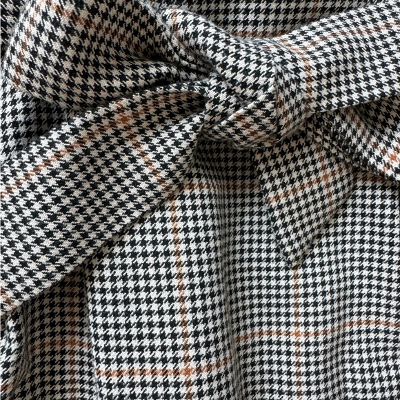 H&M Houndstooth Black Tan/Orange White Print Paperbag Skirt w/ Pockets Size 0 - Picture 4 of 9
